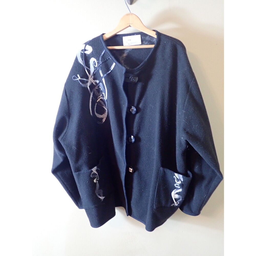 Art Z Appeal Jacket Black Artsy Unique Boho Ornate XL Texture Avant Garde